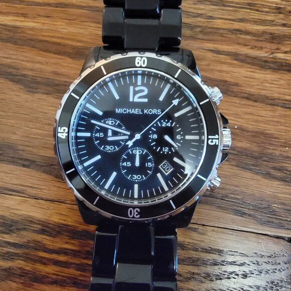 Michael Kors Men's Chronograph Quartz Watch, Black Case, Black Face, MK-8128 - Picture 2 of 9